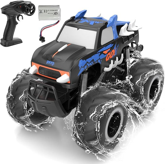 RC Monster Truck 1:16, Electric RC Car RC Monster Car 4WD Rock Crawler Scale Remote Control Truck Toy Cars,Waterproof&Dustproof Electric Vehicle Toys Car for Ages 6-12 (Blue)