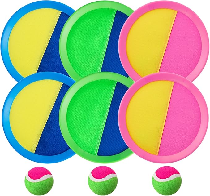 Beach Games - Kids Toys - Outdoor Games for Kids, Toss and Catch Ball Set with 6 Paddles 3 Balls, Toys for 3 4 5 6 7 8+ Year Old Boys Girls Christmas Birthday Gifts