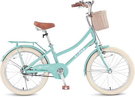 Girls Bikes Ages 8-12, 20 Inch Girls Bike Kids Bicycle with Basket, Lightweight Kids' Bicycles with Front and Rear Brakes, Cruiser Bike for Children, Multiple Colors