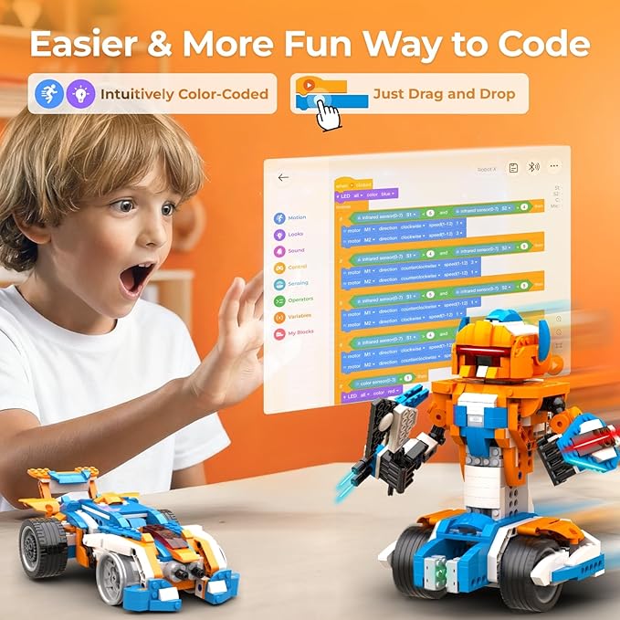 STEM Robotics Kits, Educational Toy Science Kits with Storage Box, App RC Toys Coding Robots for Kids 8 9 10 11 12 Years Old