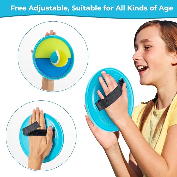 Kids Toys - Outdoor Games, Beach Toys, Toss and Catch Ball Set, Perfect Beach Games Sets Playground Sets for Backyards Easter Gifts for Kids (Light Blue)