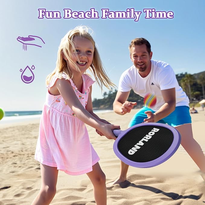 Racquet Paddle Bouncy Ball Play Set for Kids Adults Family Activities Rackets, Indoor Outdoor Play Games,Children’s Pool Beach Sport Toys(with 4 Balls)