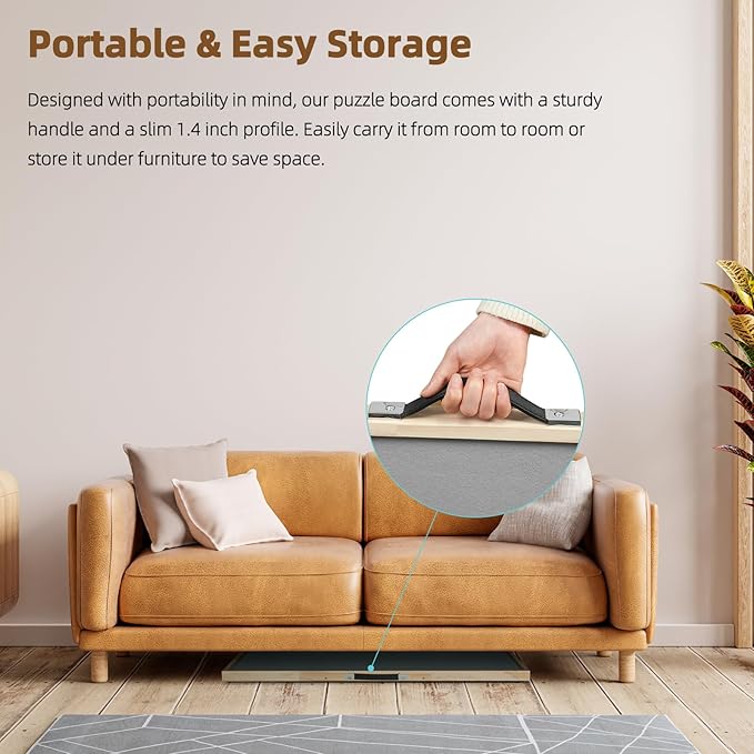 ALL4JIG 2000 Pieces Rotating Puzzle Board with 4 Drawers & Lazy Susan, 40.1" × 28.5" Wooden Jigsaw Puzzle Table with Cover, Portable Puzzle Board