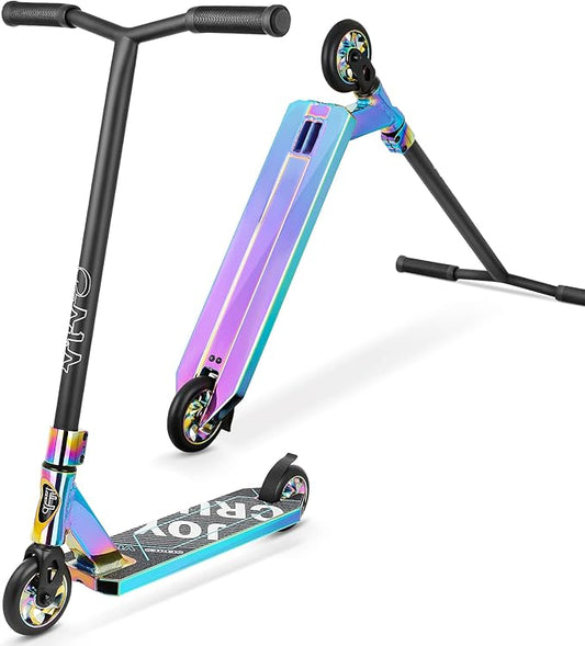 V4 Pro Scooter, Trick Scooters - Stunt Scooter for 8 Year Up Kids, Teens and Adults - Complete Beginner and Intermediate Freestyle BMX Scooter (Neo)