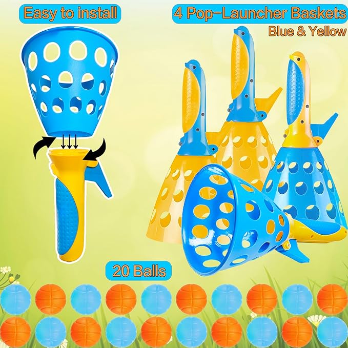 Pop-Pass-Catch Ball Game Outdoor Toys for Kids Games, Pool Beach Toys for Toddler Boys, Indoor Outdoor Games for Kids Ages 3-5-7 4-8-12 Year Old Boys Girls Teens Adults Family & Friends Yard Party Fun