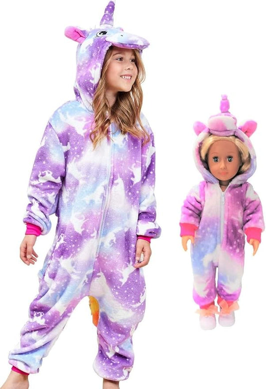 Unicorn Hooded Onesie Girls Halloween One Piece Kids Costume