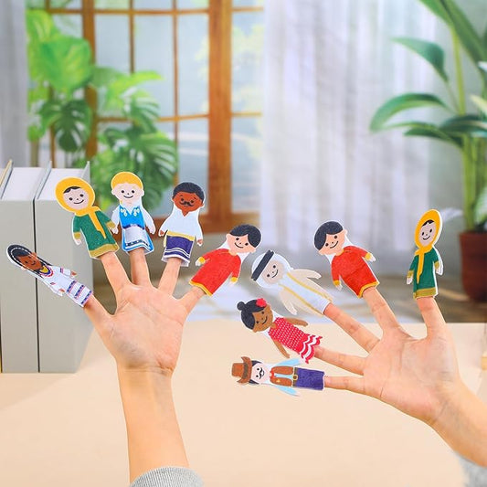 Honoson 60 Pcs Multicultural Finger Puppets Set People of The World Felt Finger Puppet Bulk 3.54 Inches Diversity Figures for Playtime School Holiday Party Favors