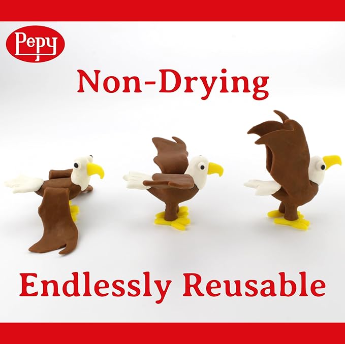 Pepy Plastilina Reusable and Non-Drying Modeling Clay; Box of 12-Color Sticks, 0.8 Ounce Each, Perfect for Arts and Crafts Projects