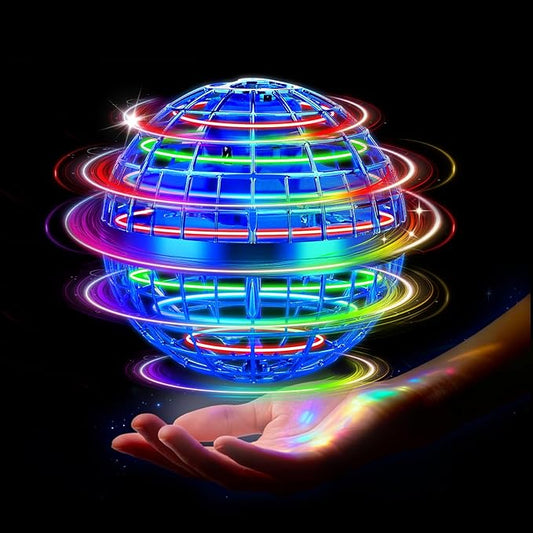 Flying Orb Ball Toy, 2025 Upgrade Parachute Hand Controlled Hover Ball with LED Lights, 360° Rotating Boomerang Globe Cool Mini Drone, Ideal Birthday&Christmas Gift for Boys Girls -Deep Blue