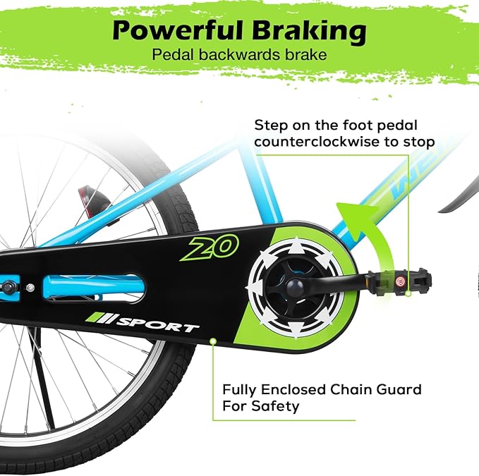 WEIZE Kids Bikes,16 20 Inch Boy's Bike for Kids,BMX Style Bicycle for Boys Girls Ages 4-12 Years Old,Kids Bicycle with Adjustable Seat,Training Wheels,Front and Rear Fender,Multiple Color Options