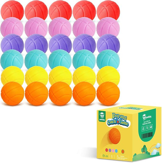 punkdog 30 PingPong Balls for Pop and Catch Ball Game - Outdoor Indoor Game Activities for Boys & Girls,Birthday and Christmas Party Favors Gifts for Kids Ages 4 5 6 7 8 10 12+ Years Old and Adults