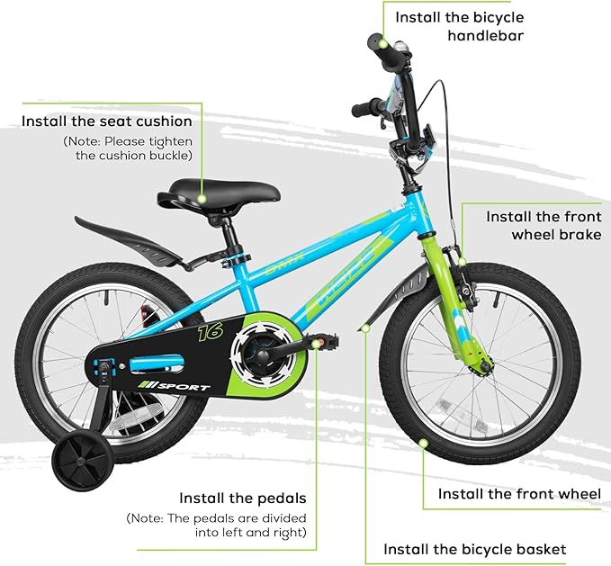 WEIZE Kids Bikes,16 20 Inch Boy's Bike for Kids,BMX Style Bicycle for Boys Girls Ages 4-12 Years Old,Kids Bicycle with Adjustable Seat,Training Wheels,Front and Rear Fender,Multiple Color Options