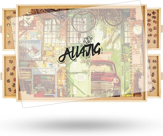 ALL4JIG 1000 Piece Rotating Puzzle Board with Drawers 20.94"x28.74"Portable Wooden Jigsaw Puzzle Table for Adults Portable,Lazy Susan Spinning Puzzle Boards Birthday Gift for mom