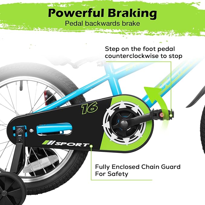 WEIZE Kids Bikes,16 20 Inch Boy's Bike for Kids,BMX Style Bicycle for Boys Girls Ages 4-12 Years Old,Kids Bicycle with Adjustable Seat,Training Wheels,Front and Rear Fender,Multiple Color Options