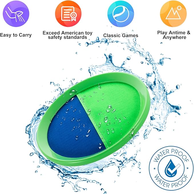 Beach Games - Kids Toys - Outdoor Games for Kids, Toss and Catch Ball Set with 6 Paddles 3 Balls, Toys for 3 4 5 6 7 8+ Year Old Boys Girls Christmas Birthday Gifts