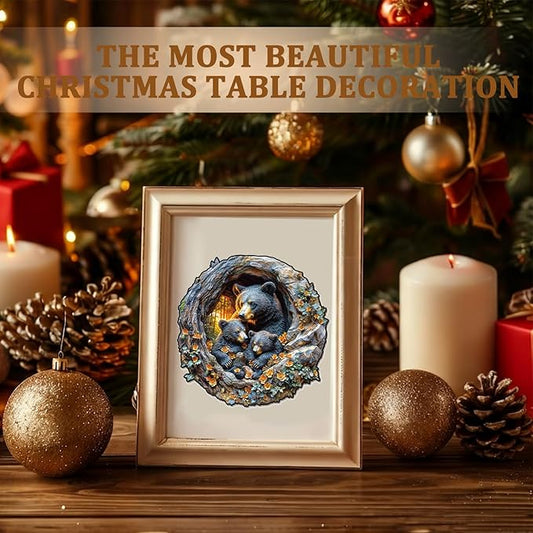 Wooden Puzzles for Adults,Parent-Child Black Bears Wooden Jigsaw Puzzles,Unique Shape Advanced Animal Jigsaw Puzzle for Adults and Kids,Challenge Wooden Jigsaw Puzzle.(L-13.5 * 13.5in 327pcs)