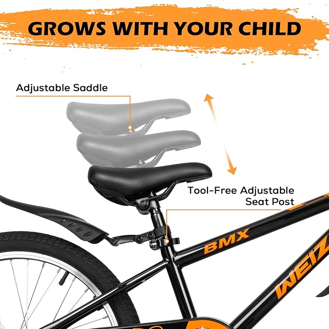 WEIZE Kids Bikes,16 20 Inch Boy's Bike for Kids,BMX Style Bicycle for Boys Girls Ages 4-12 Years Old,Kids Bicycle with Adjustable Seat,Training Wheels,Front and Rear Fender,Multiple Color Options