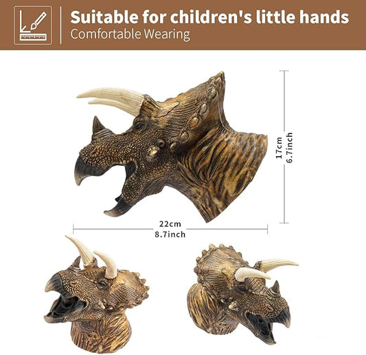 Yolococa Dinosaur Hand Puppets Realistic Latex Soft Animal Head Toys Set, Hand Puppet Toys Gift for Kids, Party Show Imaginative Play (Tyrannosaurus & Triceratops & Dilophosaurus)
