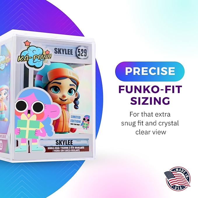 4-Pack Clear Hard Plastic Funko Pop Protector Display Cases for 4" Figures, Stackable Display Cases, Made in USA by Gary Plastic Packaging