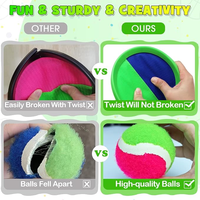 ZMLM Toss Catch Ball Toy Set: Upgraded Kid Outdoor Toy Game Beach Pool Backyard Lawn Sport Activity Fun Outside Indoor Family Toy for Age 3-12 Girl Boy Kid Birthday Summer Gifts