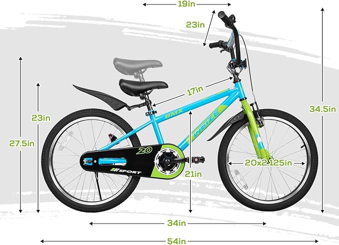 WEIZE Kids Bikes,16 20 Inch Boy's Bike for Kids,BMX Style Bicycle for Boys Girls Ages 4-12 Years Old,Kids Bicycle with Adjustable Seat,Training Wheels,Front and Rear Fender,Multiple Color Options