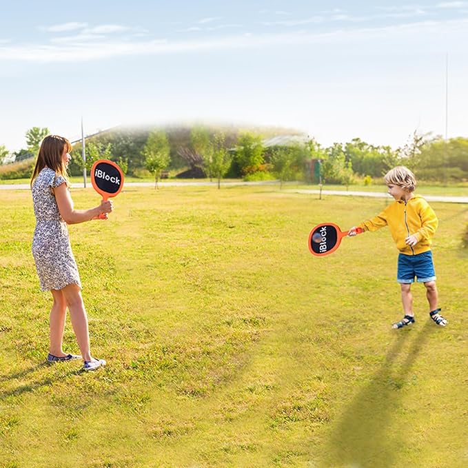 Racquet Paddle Bouncy Ball Play Set for Kids Adults Family Activities Rackets, Indoor Outdoor Play Games,Children’s Pool Beach Sport Toys(with 4 Balls)