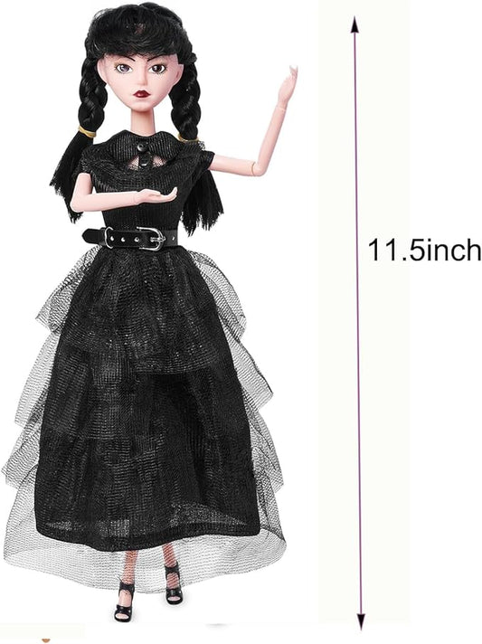 Girls Doll in Gift Box with Black Dress, 11.5 inch Doll, High Heels, Black Hair, Gift for Fans