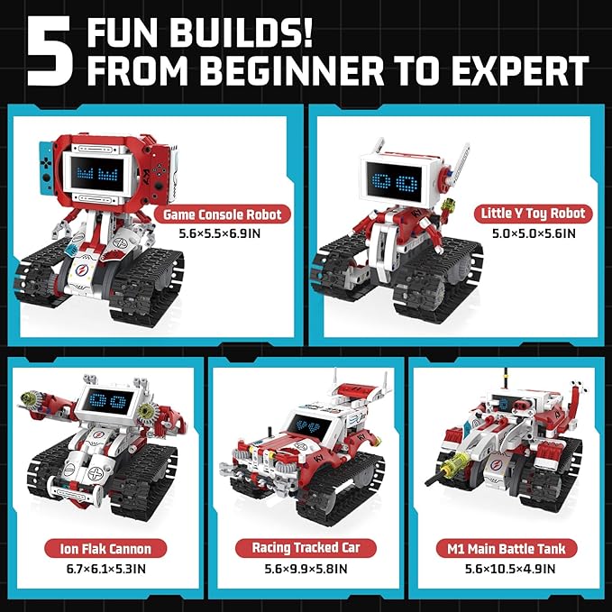 Robot Building Kit with APP/Remote Control STEM Gifts for Boys Age 6-16,Technic Coding Robotic Toys for Kids Birthday, Buildable 5in1 Models with 358+ Pieces