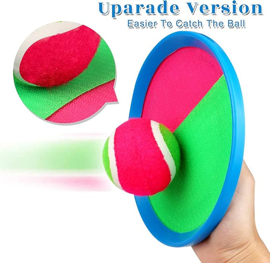 Toss and Catch Game Set, Outdoor Games with 4 Paddles 4 Balls and 1 Storage Bag, Great Outdoor Toys/Gifts for Kids, Classic Beach and Yard Game