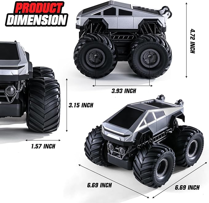 Remote Control Car, 4WD 25 KPH High Speed All Terrain RC Truck, 2.4GHz Remote Control Pick-up Truck with 2 Rechargeable Batteries, 1:24 Scale Hobby Monster Car Toys for 6+ Years