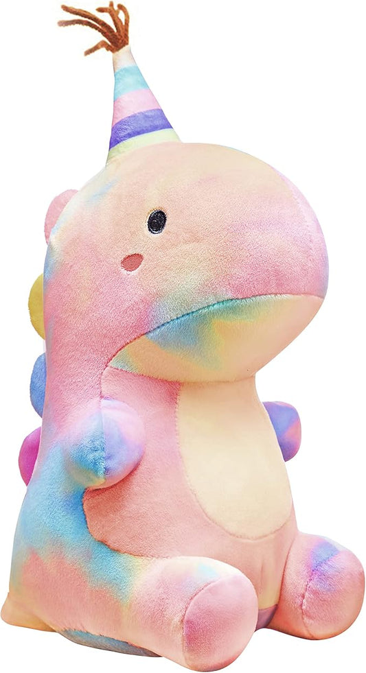 Stuffed Animal Plush Toys, Cute Dinosaur Toy, Soft Dino Plushies for Kids Plush Doll Gifts for Boys Girls (Colorful, 13.8 Inch)
