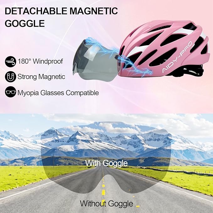 Kids Bike Helmet Boys Bike Helmet with Goggles, Adjustable Youth Bikes Helmets, Bicycle Cycling Roller Skating Skateboard Helmet for Boys Girls