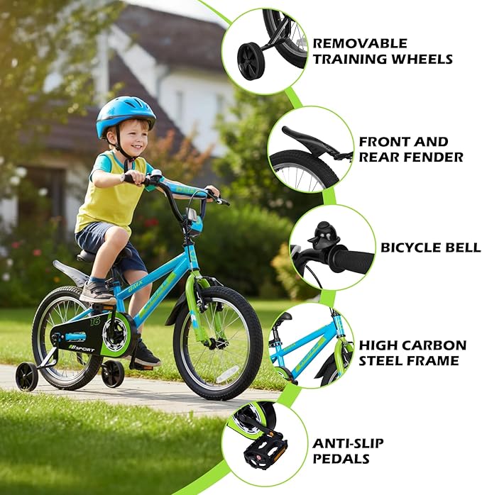 WEIZE Kids Bikes,16 20 Inch Boy's Bike for Kids,BMX Style Bicycle for Boys Girls Ages 4-12 Years Old,Kids Bicycle with Adjustable Seat,Training Wheels,Front and Rear Fender,Multiple Color Options