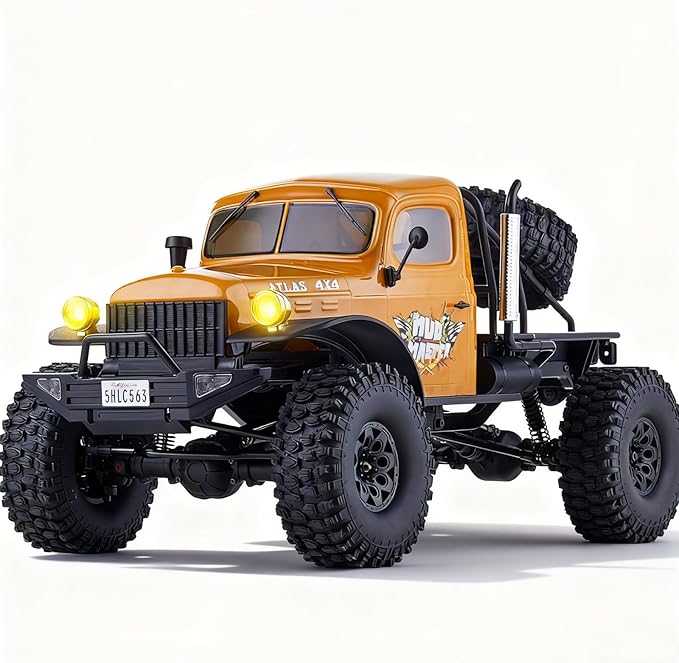 BEEZRC RocHobby 1/10 Scale Atlas 4WD 2.4GHz RC Crawler Offroad Truck Hobby Grade Remote Control Car with Vehicle Transmitter for Adults (Yellow)
