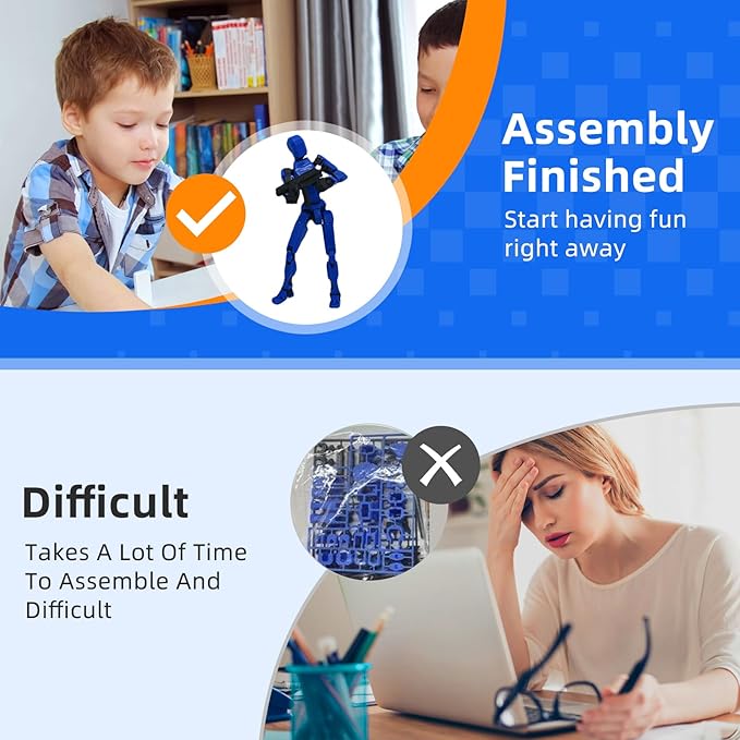 (Assembly Completed) 4 Packs Dummy13 Action Figure Set, 3D Printed ActionFigure Toy Gifts for Kids, Dummy 13,Robot 13 Action Figure Full Body Mechanical Doll Christmas Birthday Gift for Boys Girls