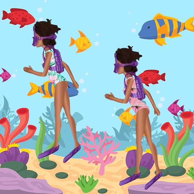 EuTengHao 36Pcs Girl Dolls Clothes Swimsuit Bikini for 11.5 inch Girl Dolls, Doll Bikini and Accessories with Diving Swimming Set Lifebuoys Beach Chair Skateboard Dolphins