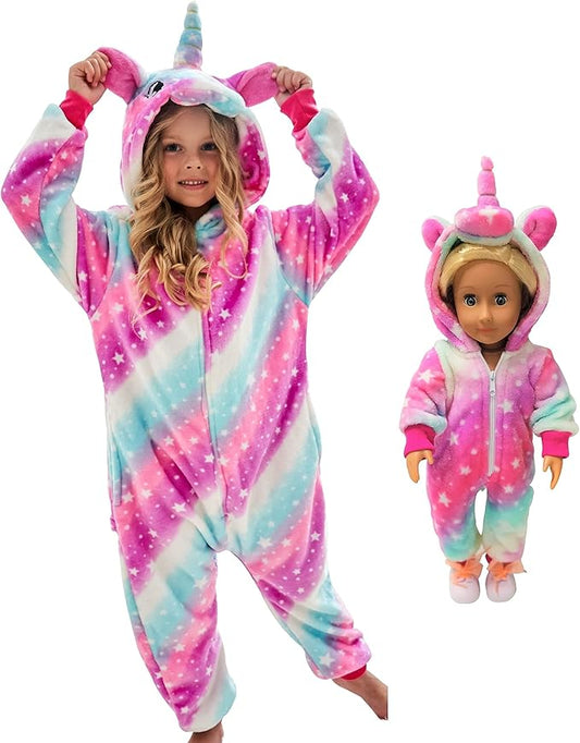 Unicorn Hooded Onesie Girls Halloween One Piece Kids Costume