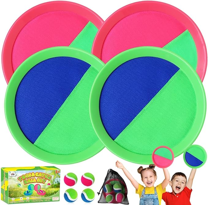 ZMLM Toss Catch Ball Toy Set: Upgraded Kid Outdoor Toy Game Beach Pool Backyard Lawn Sport Activity Fun Outside Indoor Family Toy for Age 3-12 Girl Boy Kid Birthday Summer Gifts