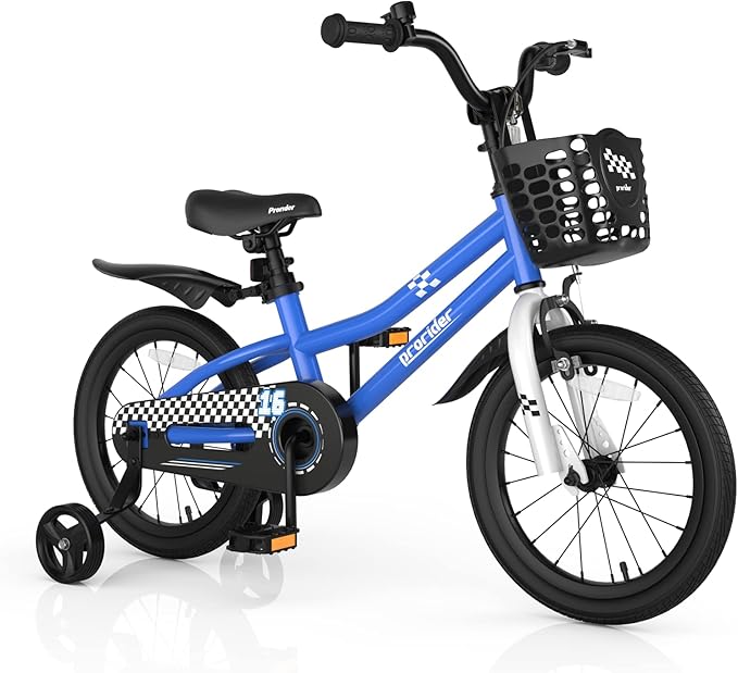 BABY JOY Kids Bike, 12 14 16 18 Inch Children Bikes for Boys Girls Age 3-8 Years w/Training Wheels, Handbrake, Coaster Brake & Removable Basket, Kids Bicycle of Multiple Colors