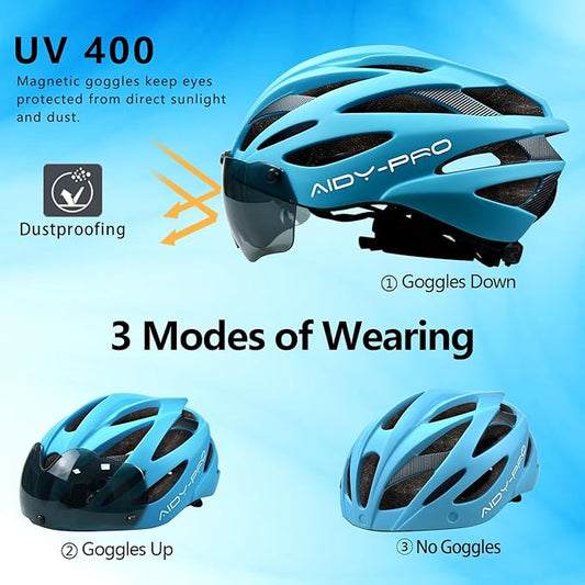 Kids Bike Helmet Boys Bike Helmet with Goggles, Adjustable Youth Bikes Helmets, Bicycle Cycling Roller Skating Skateboard Helmet for Boys Girls