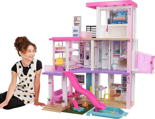 Barbie DreamHouse Dollhouse with 75+ Accessories and Wheelchair Accessible Elevator, 10 Play Areas, 3 Custom Light Settings & Music (Amazon Exclusive)