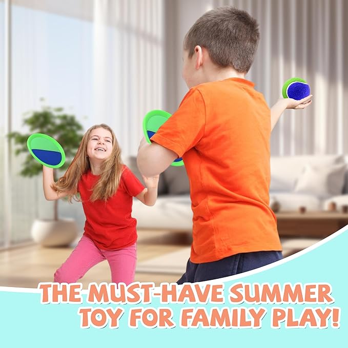 Toss and Catch Ball Set Beach Toys for Kids Outdoor Toys and Yard Games for Boys and Girls Improves Focus Great for Exercise Fun Easter Christmas Birthday Gift Idea - 8 inch