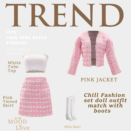 15 Pieces 11.5 Inch Girl Dolls Fashion Pack 6 Set Doll Clothes Include Chic Suits Party Gown Sequin Outfit Stylish Dress 6 Pairs of Shoes 3 Accessories for Girl Dolls Clothing(NO Doll)