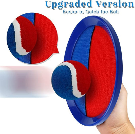 Toss and Catch Game Set, Outdoor Games with 4 Paddles 4 Balls and 1 Storage Bag, Great Outdoor Toys/Gifts for Kids, Classic Beach and Yard Games