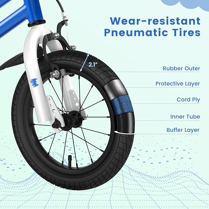 BABY JOY Kids Bike, 12 14 16 18 Inch Children Bikes for Boys Girls Age 3-8 Years w/Training Wheels, Handbrake, Coaster Brake & Removable Basket, Kids Bicycle of Multiple Colors