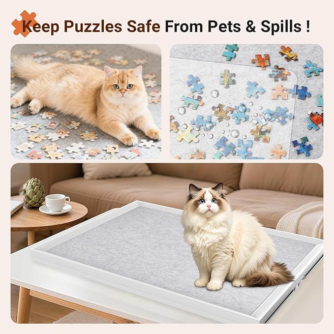 1500 Pieces Move & Rotating Puzzle Board with Drawers，36.42" x 28.94" Portable Jigsaw Puzzle Table for Adults, Wooden Puzzle Board with Covers & Wheels, Birthday Gifts for Mom