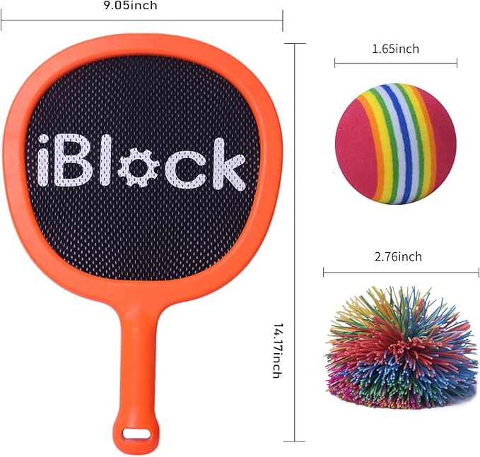 Racquet Paddle Bouncy Ball Play Set for Kids Adults Family Activities Rackets, Indoor Outdoor Play Games,Children’s Pool Beach Sport Toys(with 4 Balls)