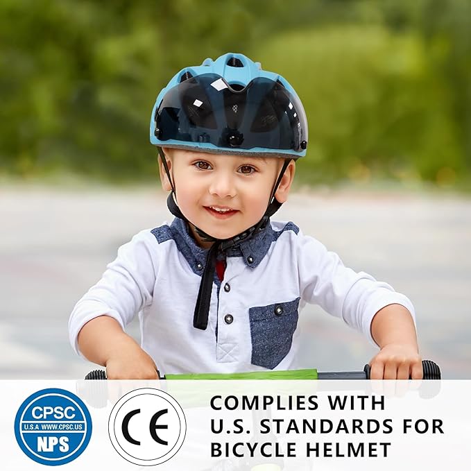 Kids Bike Helmet Boys Bike Helmet with Goggles, Adjustable Youth Bikes Helmets, Bicycle Cycling Roller Skating Skateboard Helmet for Boys Girls