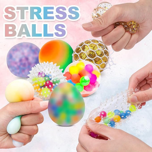 Stress Balls Set, Squishy Stress Ball, 8 Pack Stress Relief Ball for Adults, Squeeze Ball for Anxiety and Stress Relief