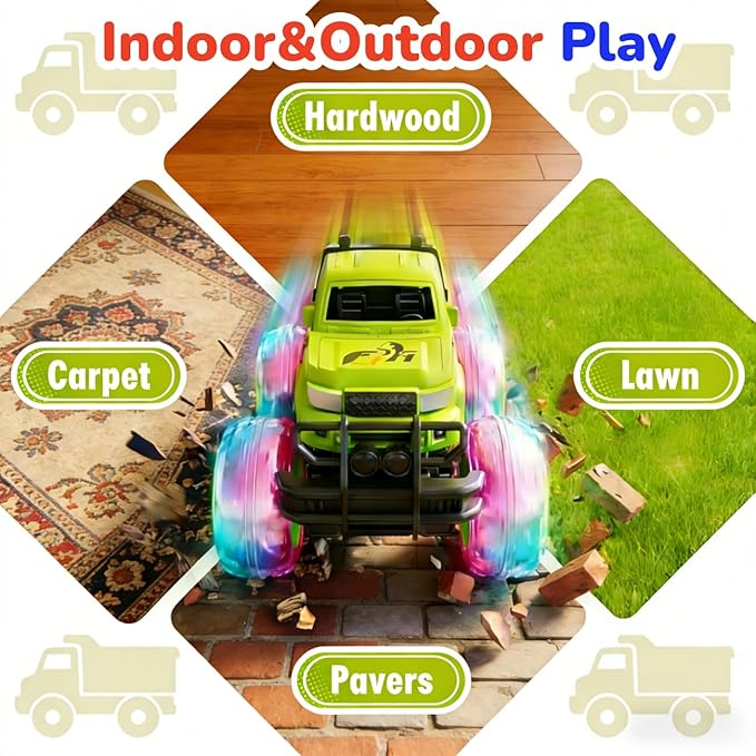 SEPHIX Monster Truck Toys for Toddler Boys Gift:2 Pack Trucks for Boys Age 2-4, Light-Up Wheels Monster Trucks for Kids Ages 4-8,Pull Back Cars for 3+ Year Old Girls,Birthday Gifts for 3 Year Old Boy